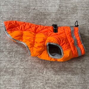 Fluorescent new orange fleece lined dog puffer jacket